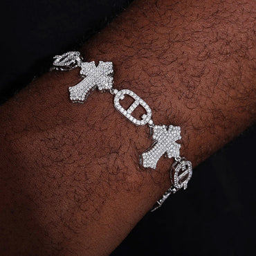 S925 Moissanite D-Link Cross Bracelet