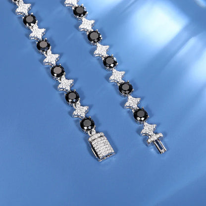 8mm S925 Black Moissanite Star Link Tennis Chain