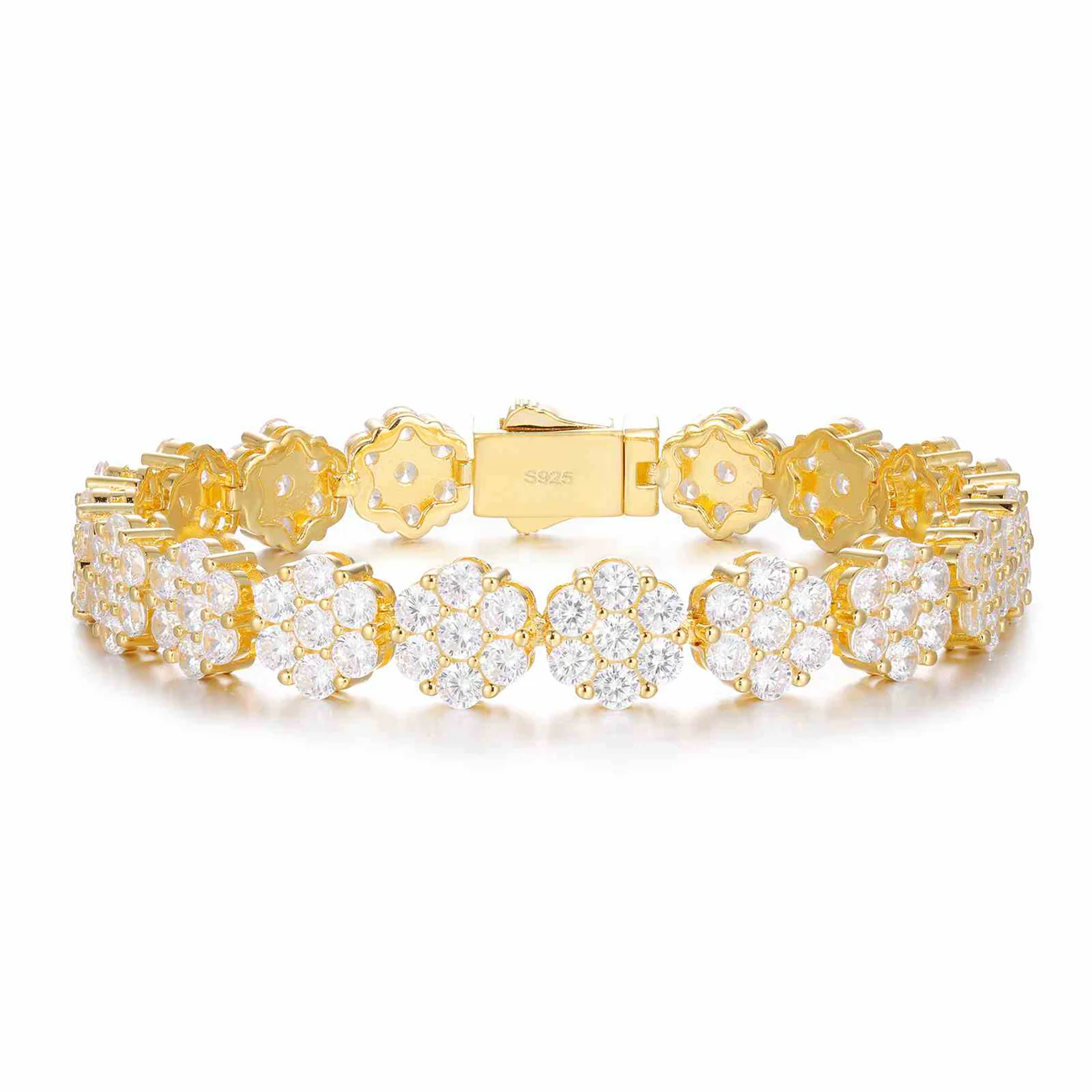 S925 Moissanite VVS1 Flower Diamond Link Chain Bracelet