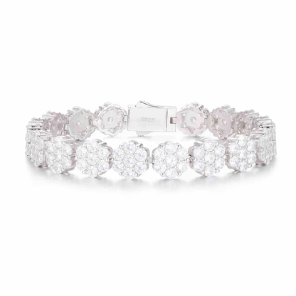 S925 Moissanite VVS1 Flower Diamond Link Chain Bracelet