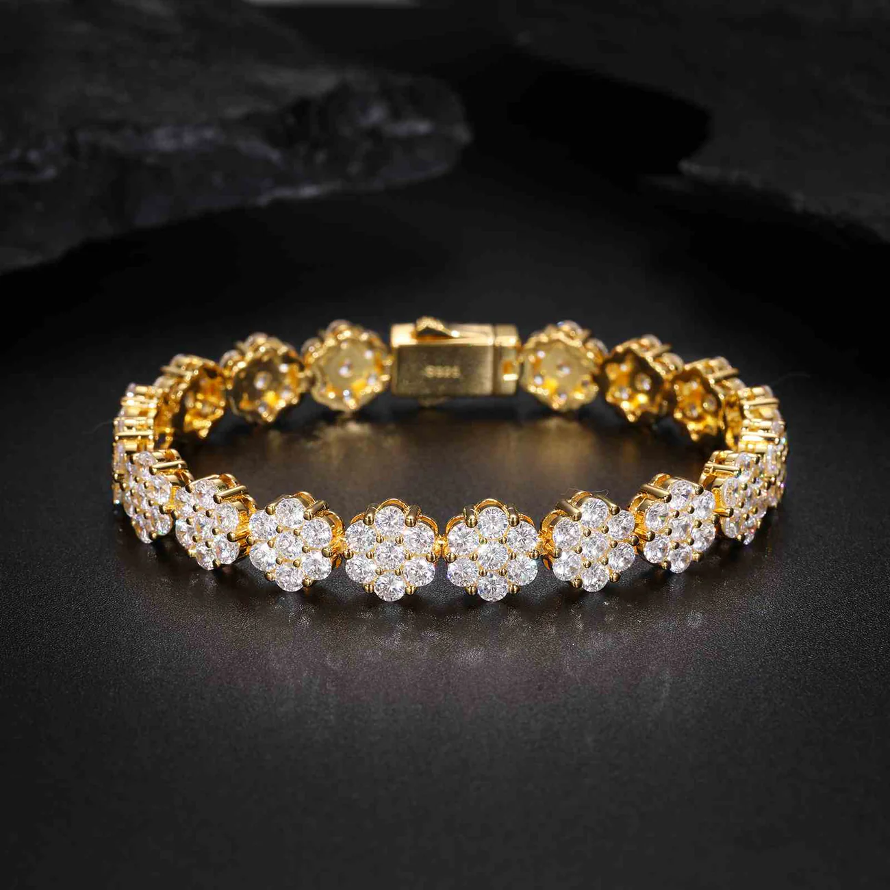S925 Moissanite VVS1 Flower Diamond Link Chain Bracelet