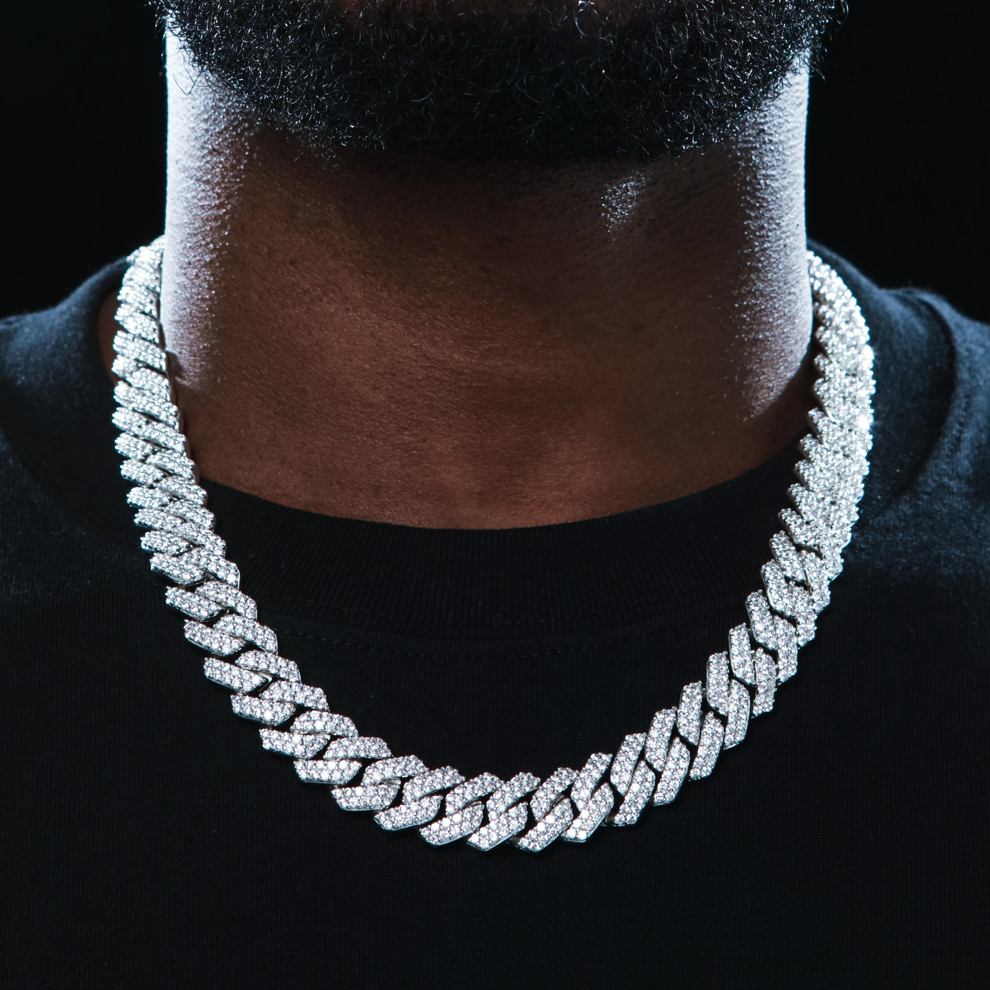 14MM Moissanite Diamond Prong Cuban Link Chain Necklace