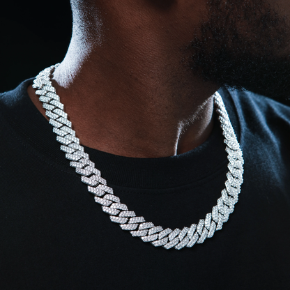 14MM Moissanite Diamond Prong Cuban Link Chain Necklace