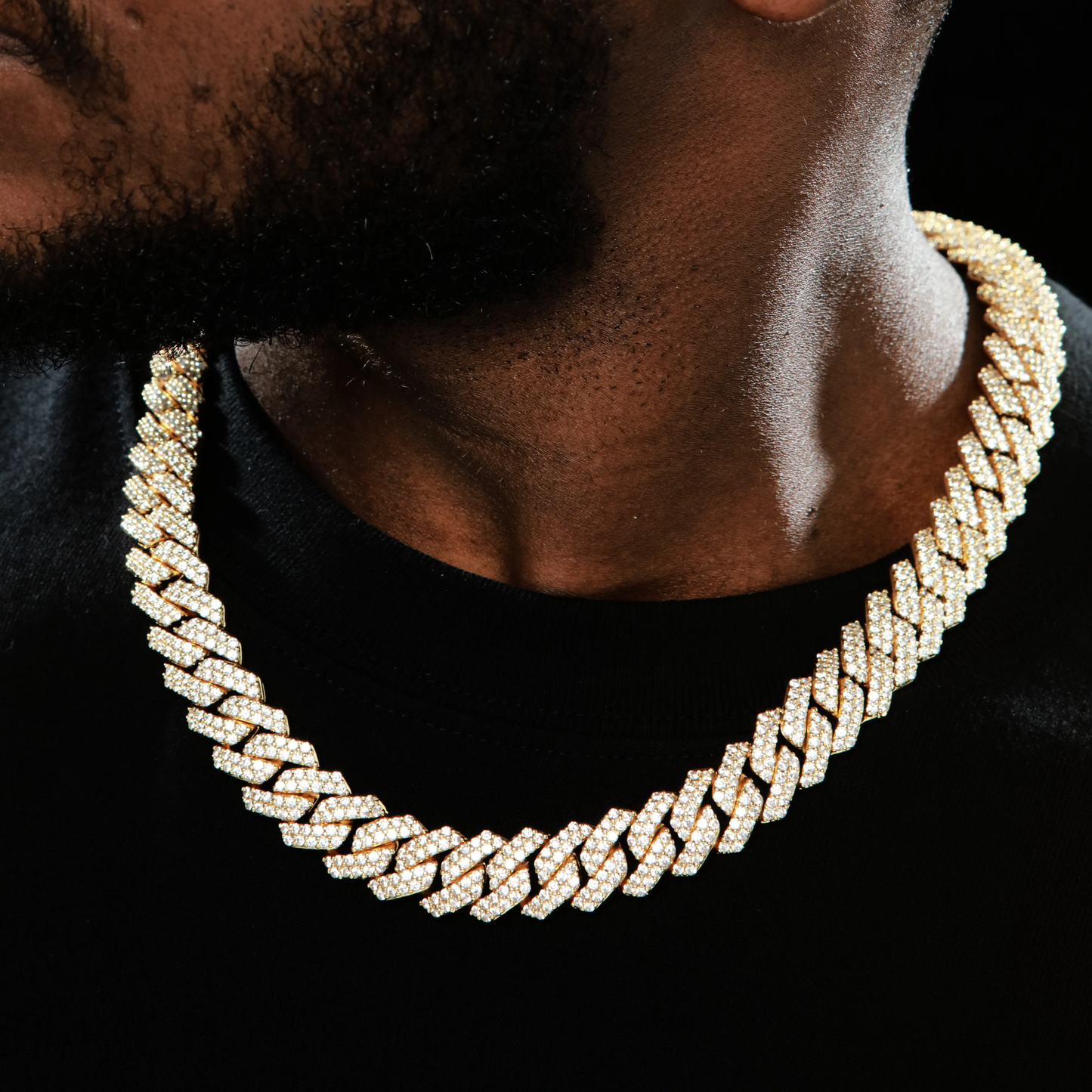 14MM Moissanite Diamond Prong Cuban Link Chain Necklace