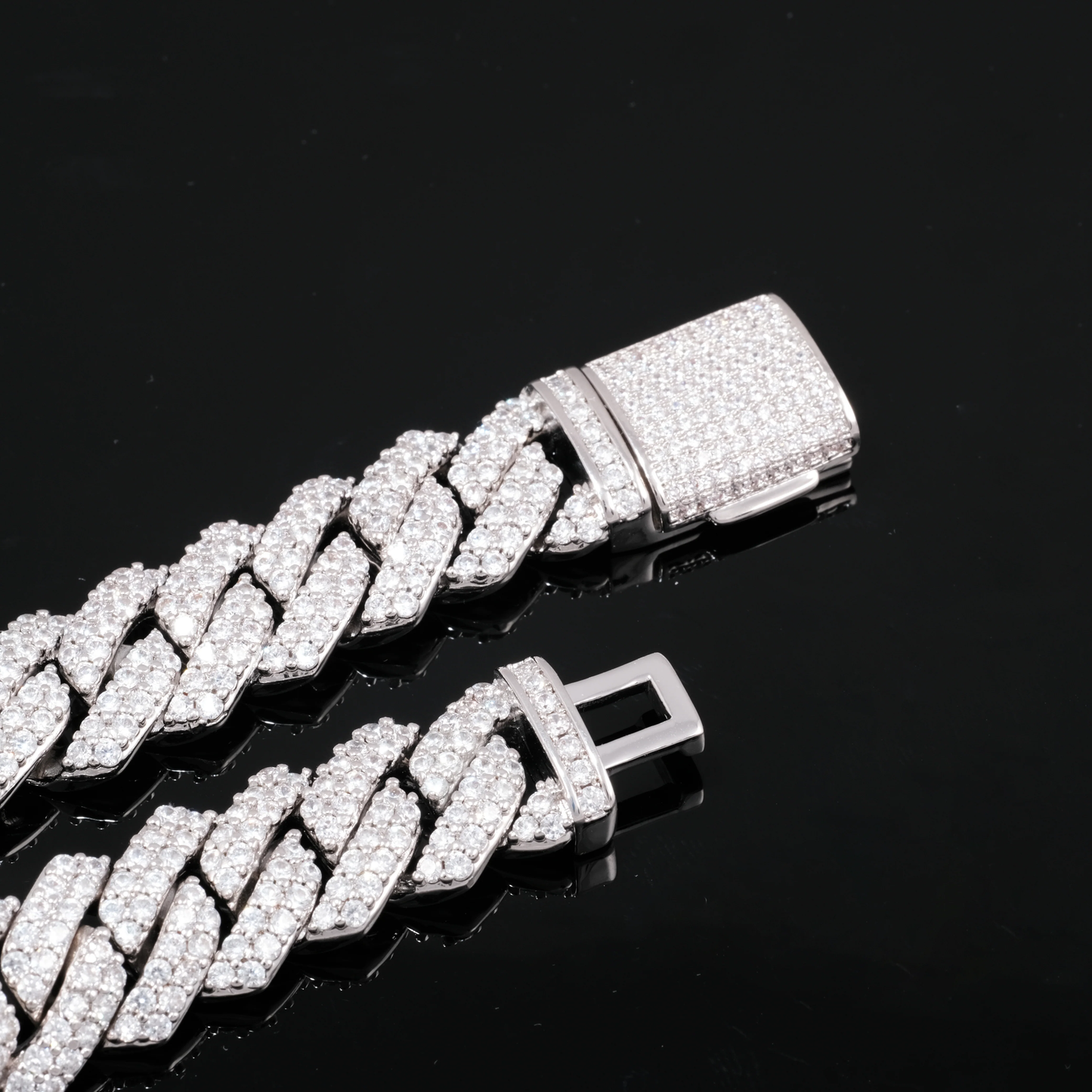 14MM Moissanite Diamond Prong Cuban Link Chain Bracelet