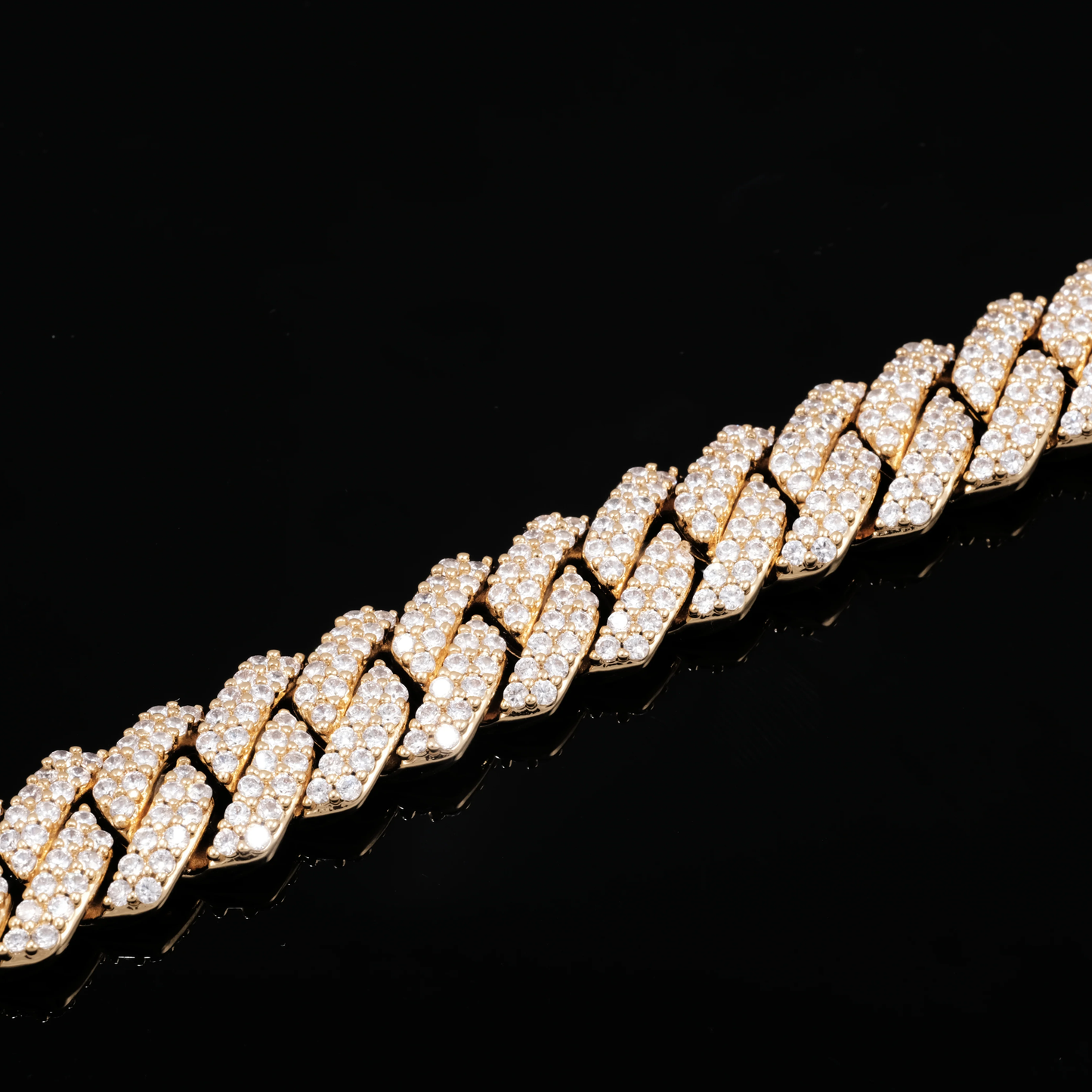 14MM Moissanite Diamond Prong Cuban Link Chain Bracelet