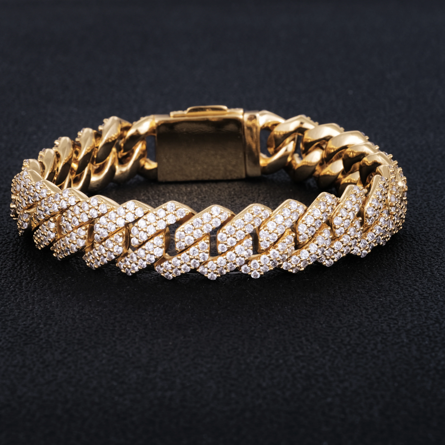 14MM Moissanite Diamond Prong Cuban Link Chain Bracelet