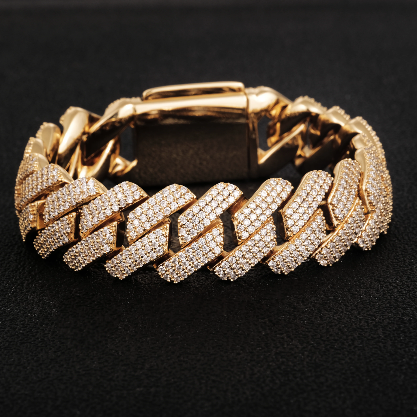 S925 3 ROWS MOISSANITE DIAMOND PRONG LINK CUBAN BRACELET - 19MM